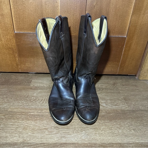 Wrangler Mens Vintage Western‎ Cowboy Boots Black Leather Made in USA